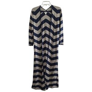 Garnet Hill Navy and Gray Linen Duster Cardigan Medium